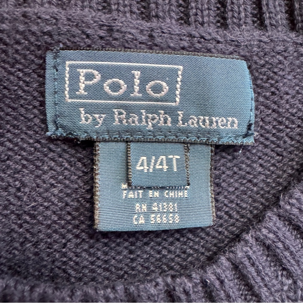 vintage Polo by Ralph Lauren navy blue cotton Polo Bear sweater size 4t - Picture 4 of 5